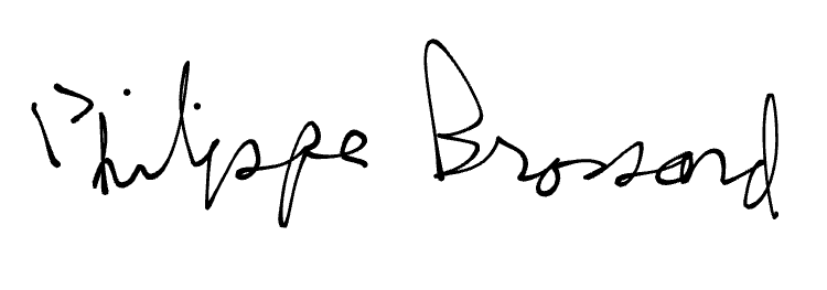 Signature de Philippe Brossard en noir et manuscrite (écrit à la main).